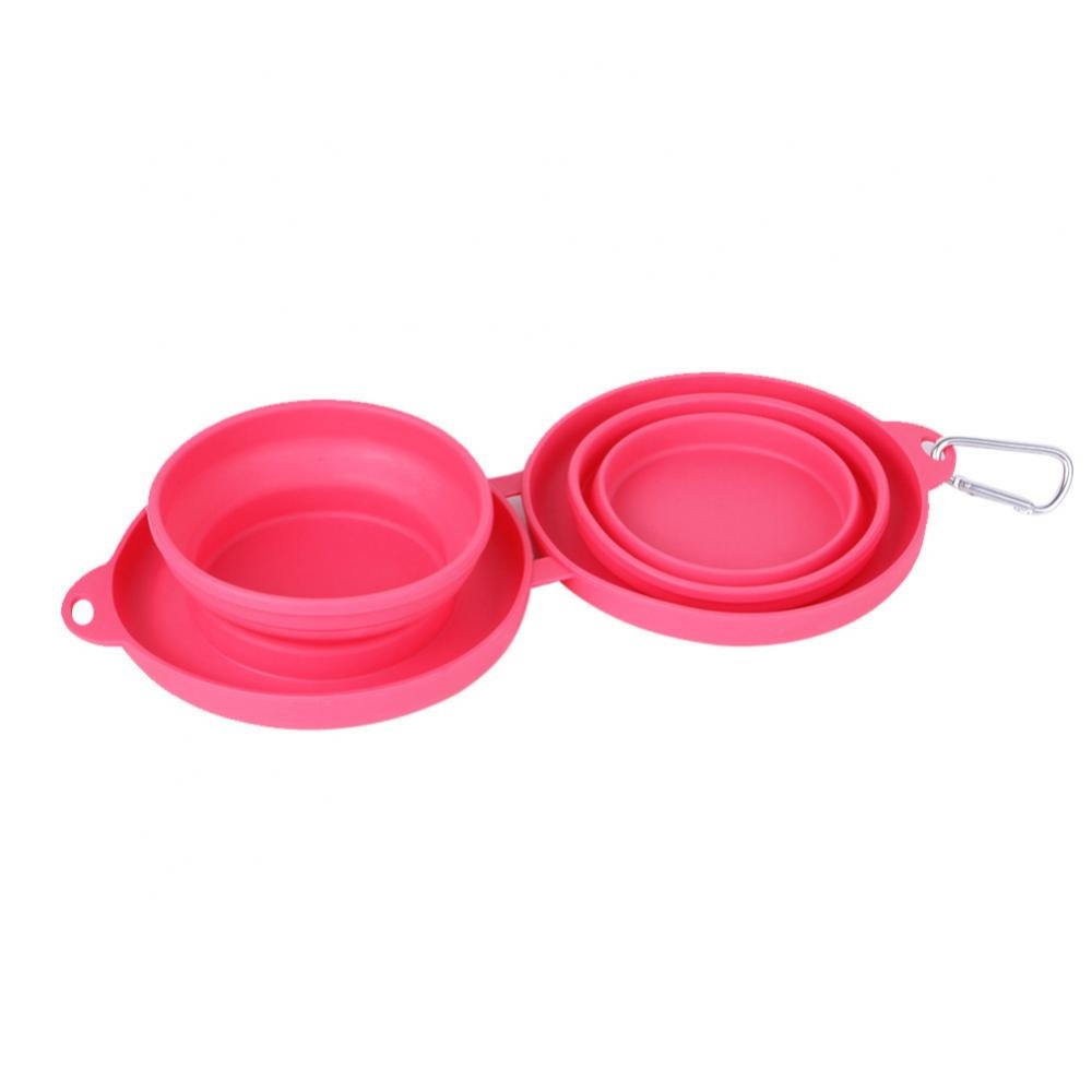 Rubber Foldable Double Bowl Pet Feeding Outdoor Travel Dog