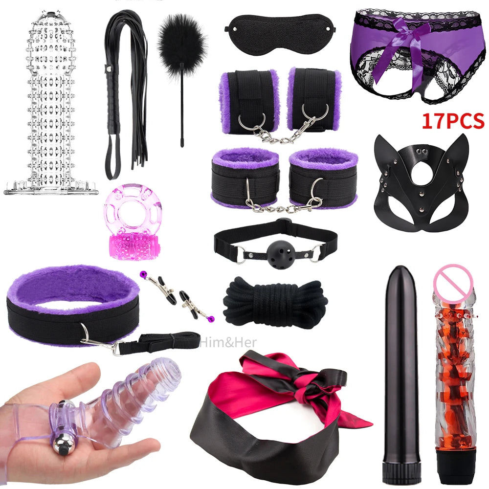 2023 NEW Vibrator Sexlove Suit Adult sex toys Bondage handcuffs whip mask sex metal anal plug female male adult Pornographic +18