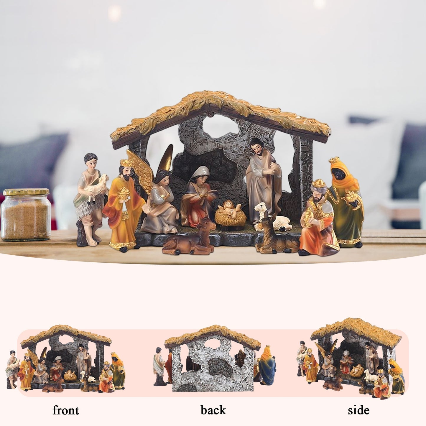 Resin Miniatures Jesus Figurines Desktop Ornament Nativity Scene Figurine Handicrafts