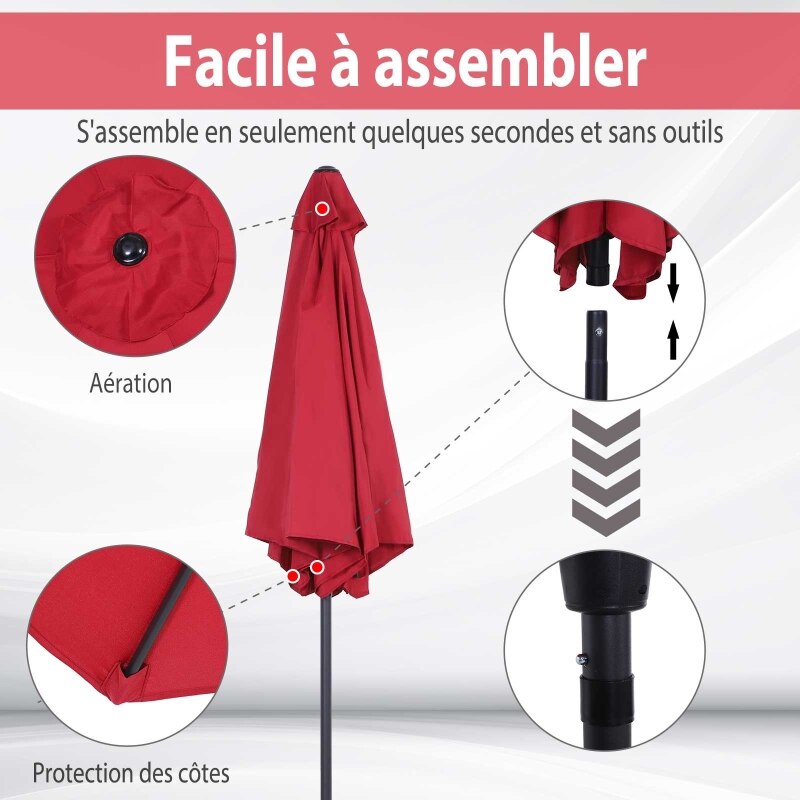 Outdoor Parasol Φ2.7x2.35m Umbrella with Aluminium Crank