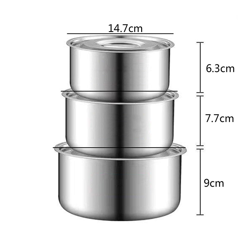 3pcs Stainless Steel Soup Pot Stock Pot Set with Lid