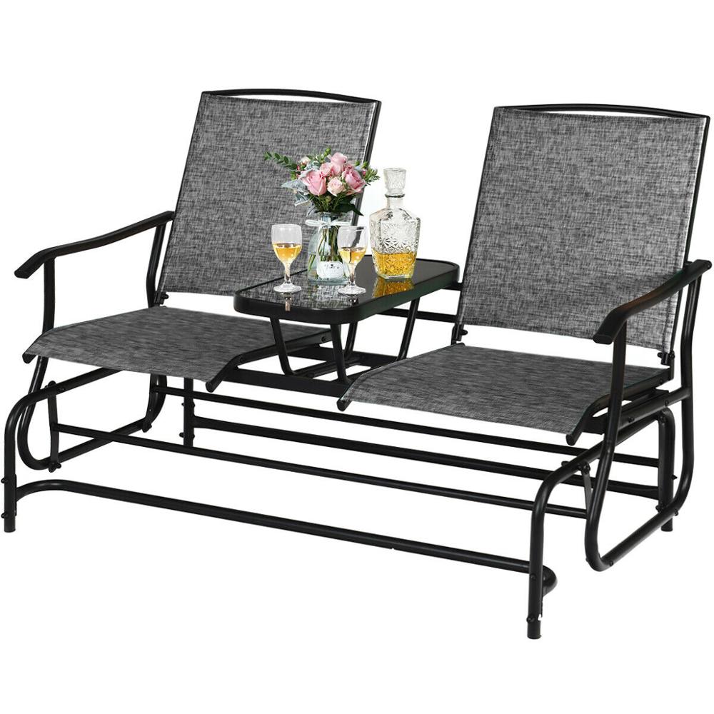 2 Person Double Glider with Center Table - northstarhomeandgarden