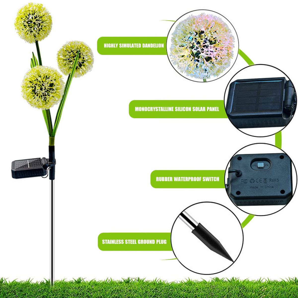 2 Pack Dandelion Solar Led Light - northstarhomeandgarden