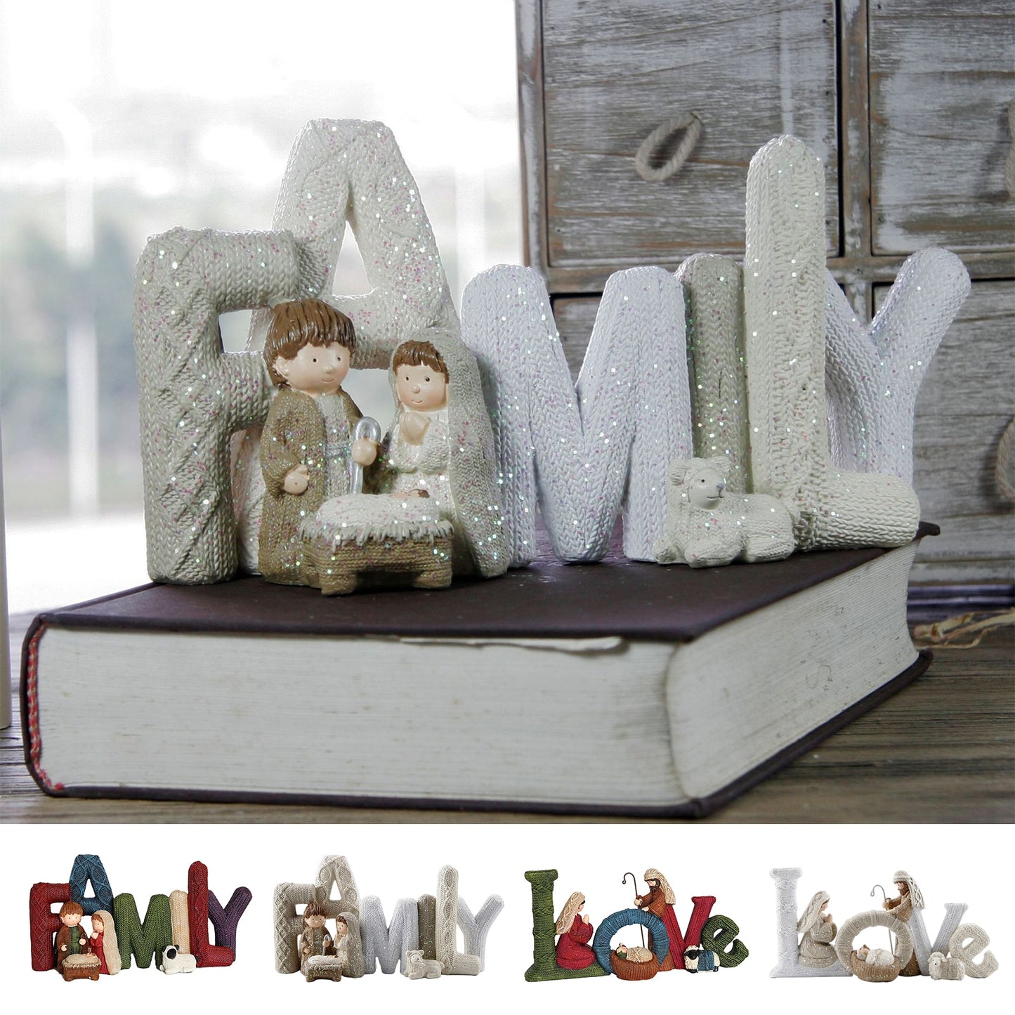 Resin LOVE/FAMILY Alphabet Figurines Desktop Ornament LOVE/FAMILY Letters Sign Statue Holiday Gifts Home Decor for Living Room