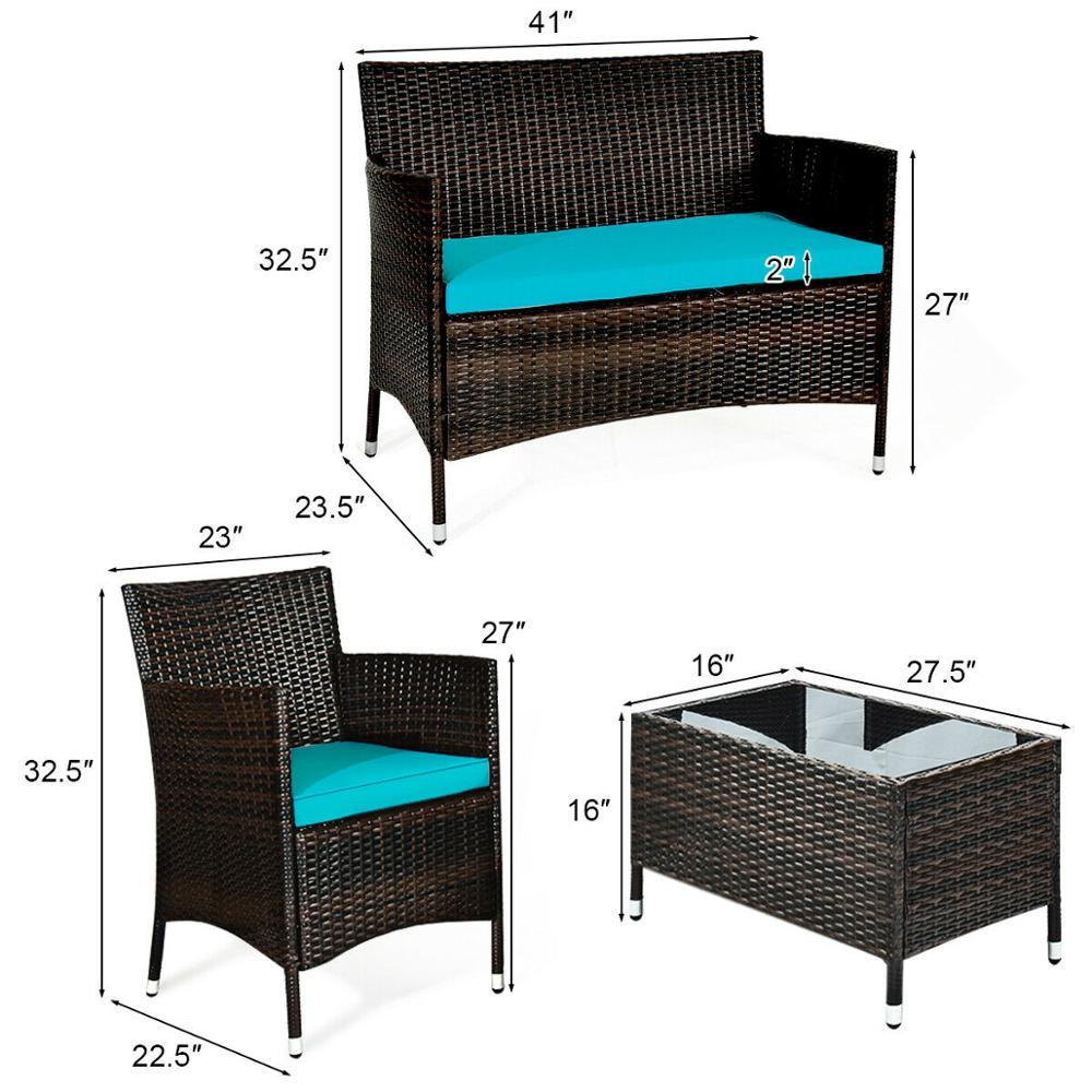 4PCS Rattan Patio Furniture Set - northstarhomeandgarden