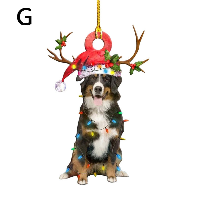 Christmas Resin Dog Ornament Tree Hanging Pendant