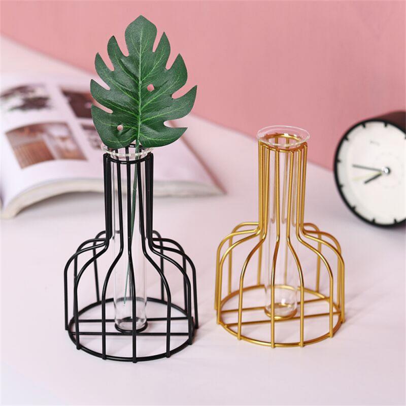 Transparent Glass Vase  Home Creativity Simple Metal Vases