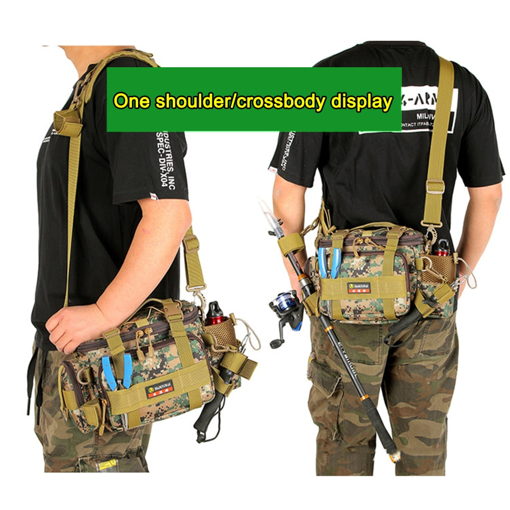 Nylon Fishing Crossbody Bag High-Capacity Camouflage Color Fishing Shoulder Bag