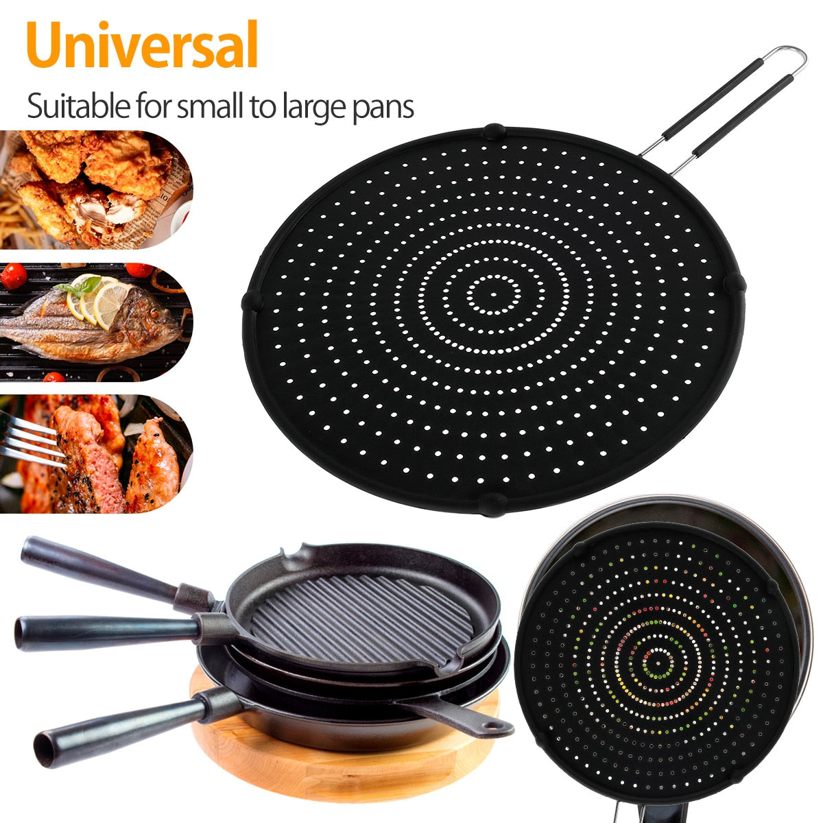 32cm Silicone Splatter Screen Frying Pan Cover