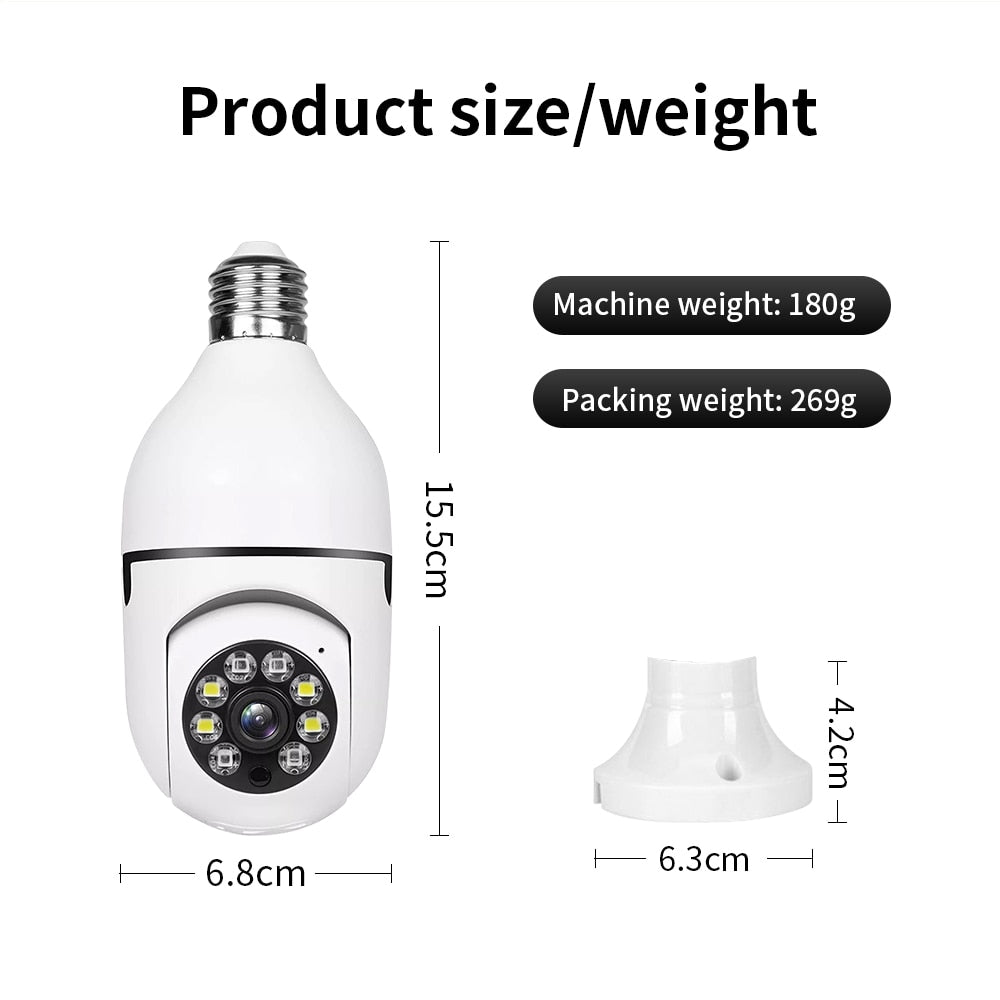 E27 Surveillance Camera LED Light Bulb Socket 360° WiFi