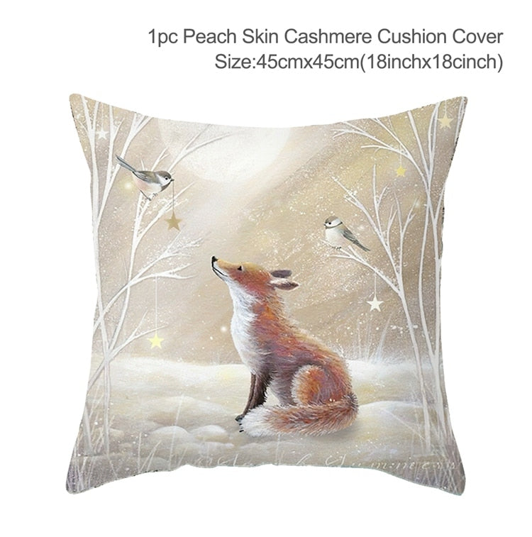 Christmas Elk Tree Cushion Cover Merry Christmas Decorations For Home 2023