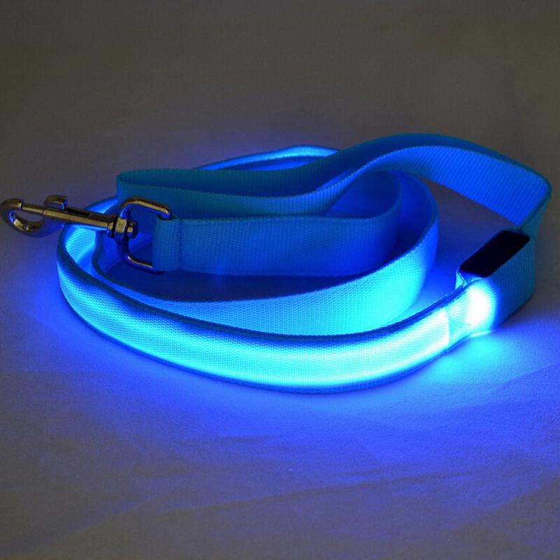 Luminous LED Pet Leads USB Rechargeable Nylon Fabric Collar Ring With Luminous Pet Dog Leash Outdoor Night Walking Dog Supplies