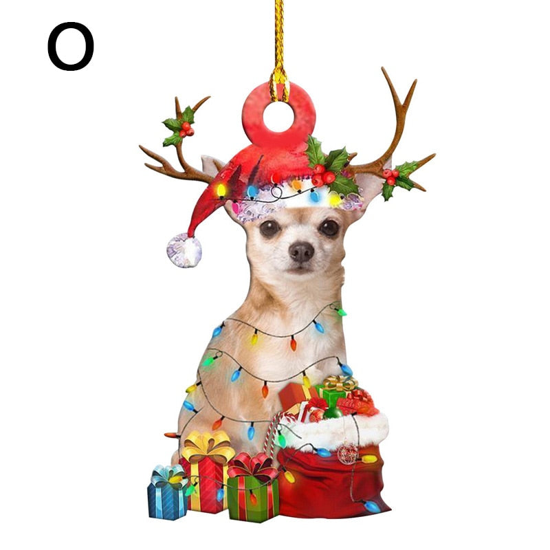 Christmas Resin Dog Ornament Tree Hanging Pendant