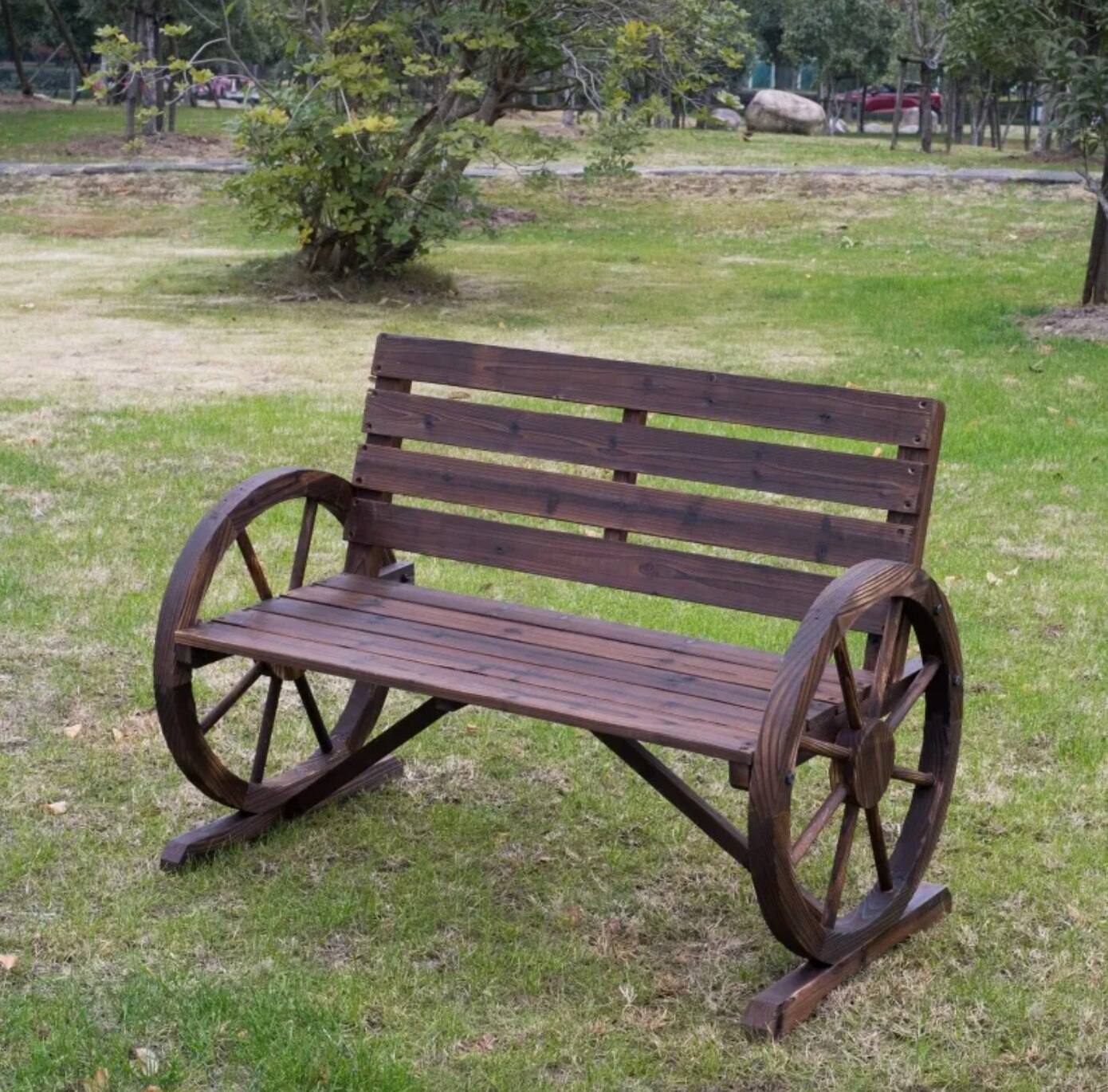 Rustic Wooden Garden Bench - northstarhomeandgarden