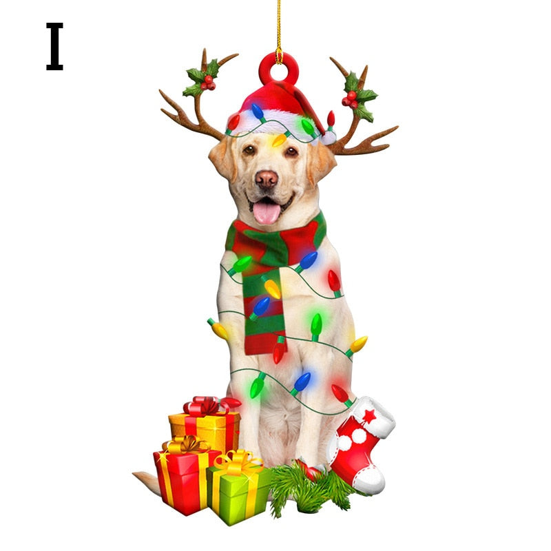 Christmas Resin Dog Ornament Tree Hanging Pendant