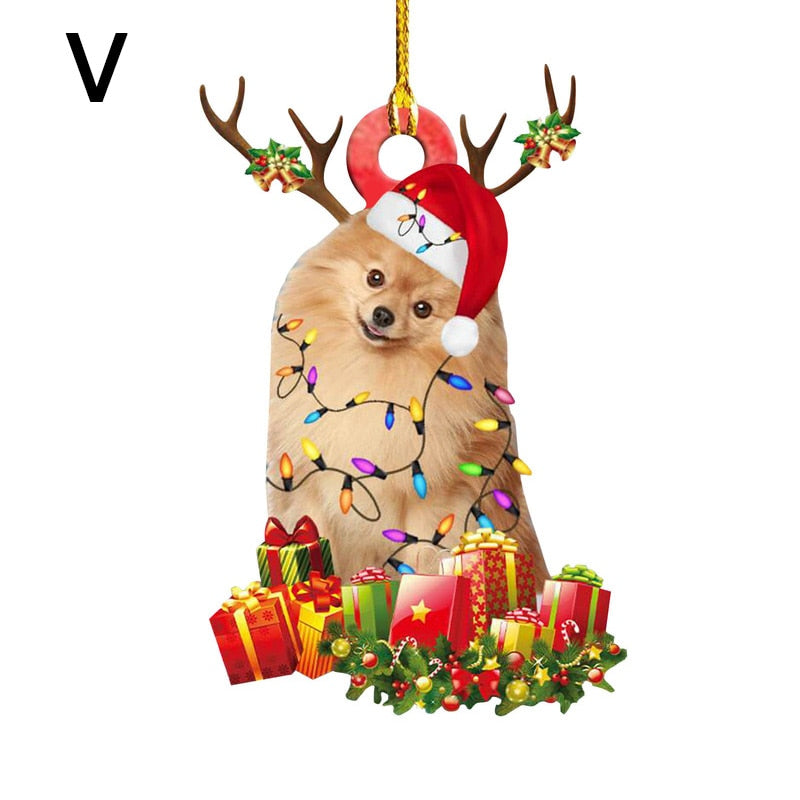 Christmas Resin Dog Ornament Tree Hanging Pendant