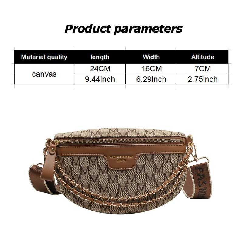 Fashion Pattern Fanny Packs For Women Stylish Letter Printed Chain