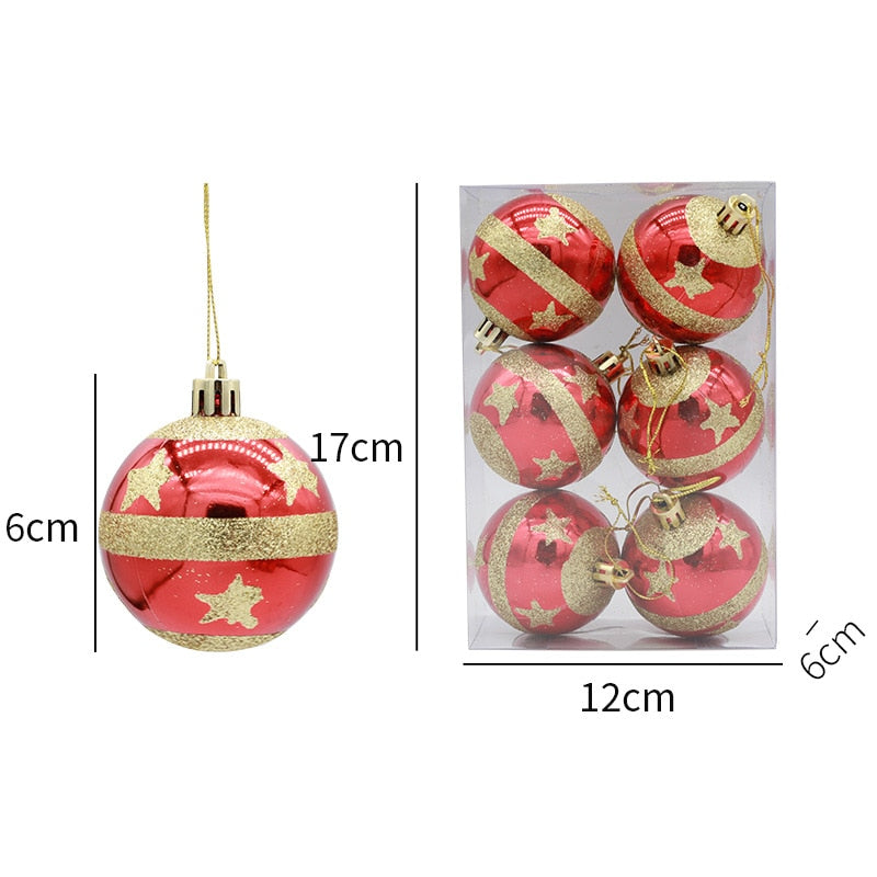 6pcs 6cm Painted Christmas Ball Christmas Tree Ornament