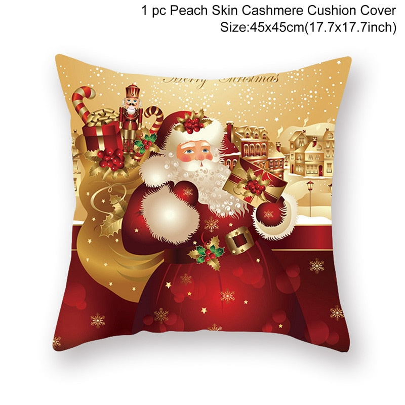 Christmas Elk Tree Cushion Cover Merry Christmas Decorations For Home 2023