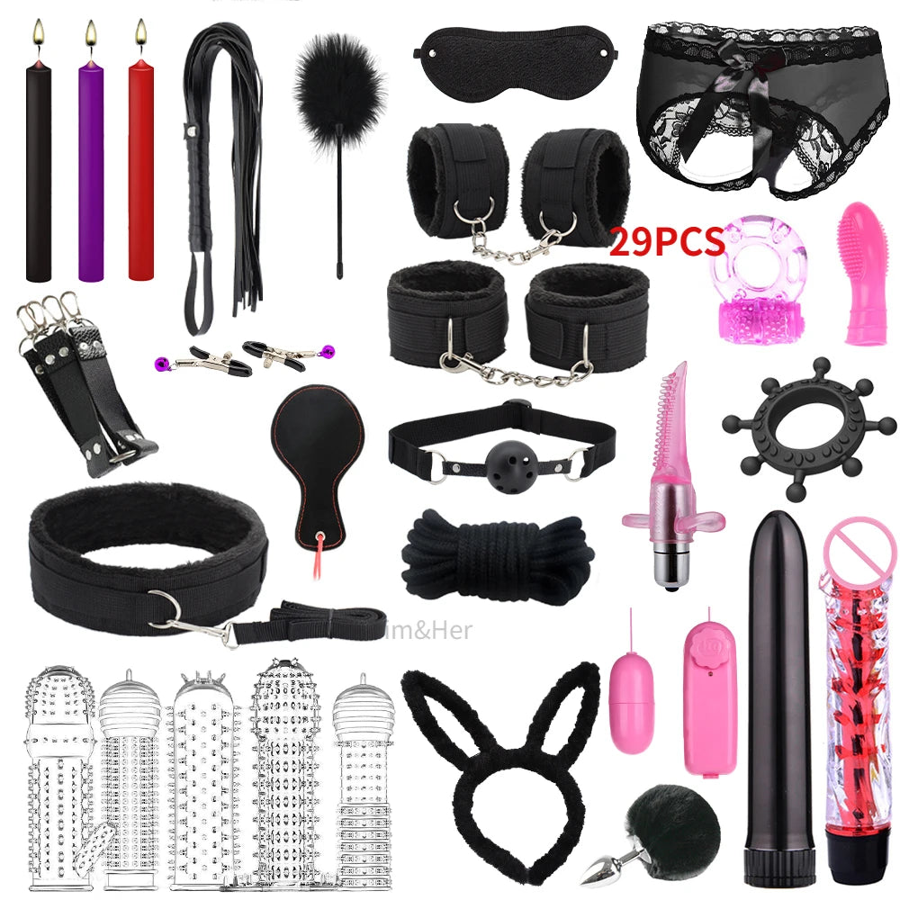 2023 NEW Vibrator Sexlove Suit Adult sex toys Bondage handcuffs whip mask sex metal anal plug female male adult Pornographic +18