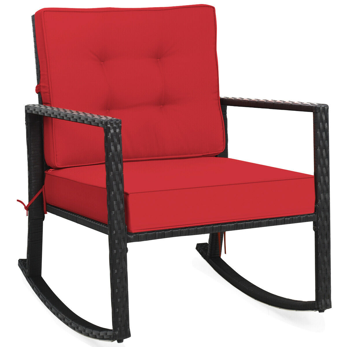 Costway Patio Rattan Rocker Chair Outdoor Glider Wicker Rocking Chair