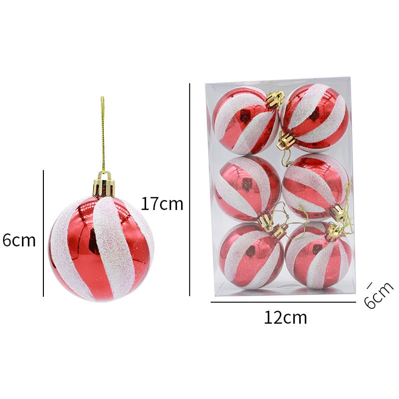 6pcs 6cm Painted Christmas Ball Christmas Tree Ornament