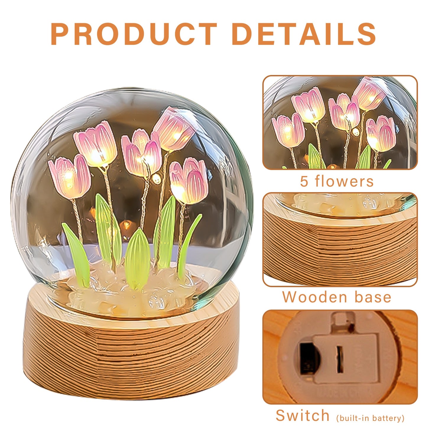 DIY Tulip Flowers LED Light DIY Handmade Night Light