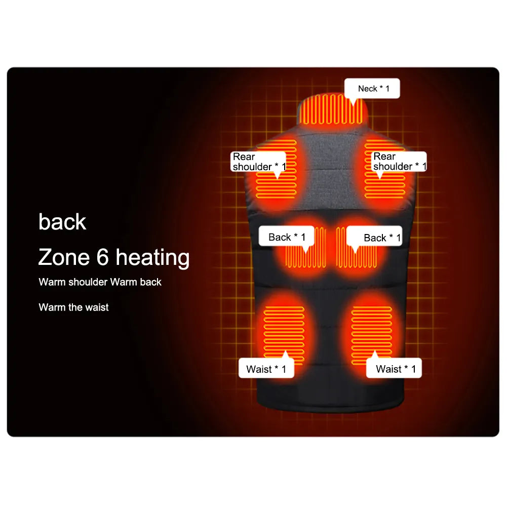 9-13 Areas Heated Vest Jacket for Men Women Coat USB Electric Heating