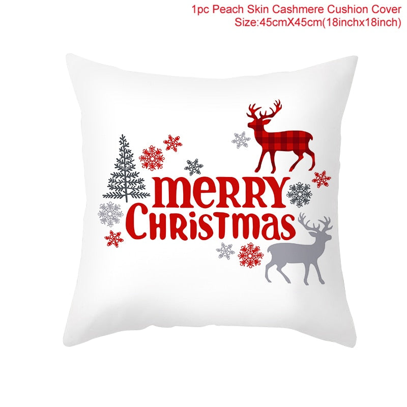 Christmas Elk Tree Cushion Cover Merry Christmas Decorations For Home 2023