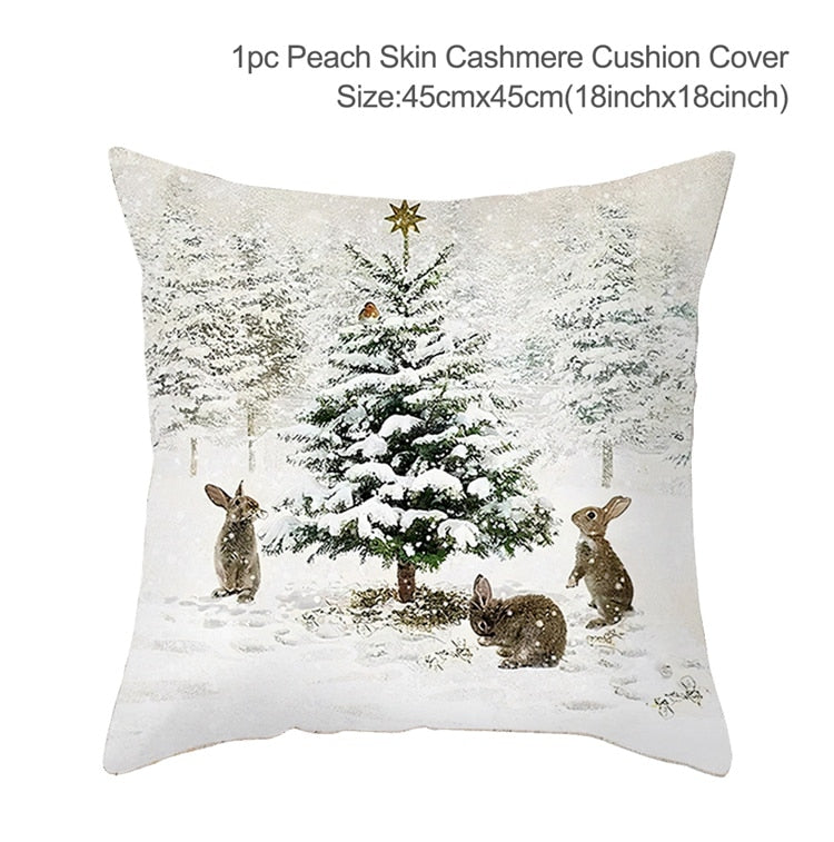 Christmas Elk Tree Cushion Cover Merry Christmas Decorations For Home 2023