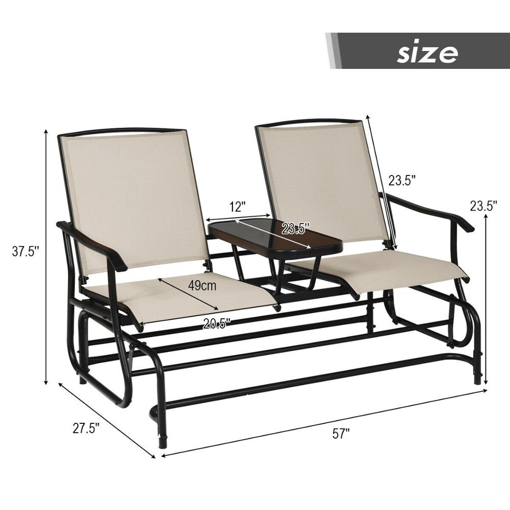 2 Person Double Glider with Center Table - northstarhomeandgarden