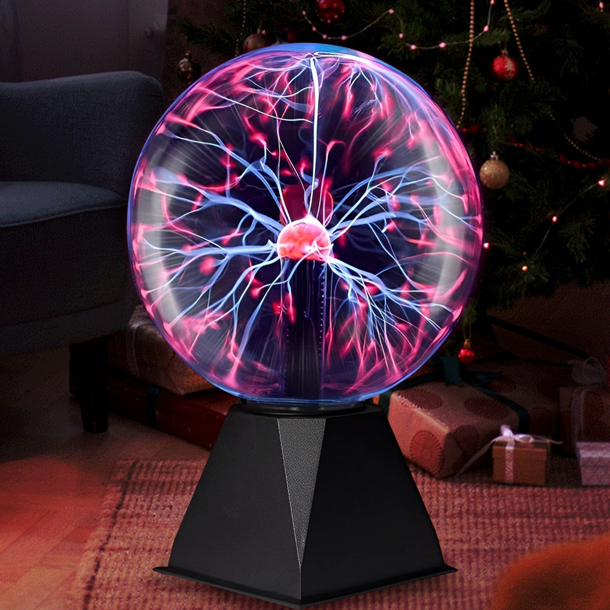 4/6inch Glass Plasma Ball Lamp Voice Control Electrostatic Sphere Flashing