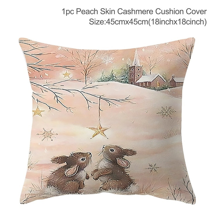 Christmas Elk Tree Cushion Cover Merry Christmas Decorations For Home 2023