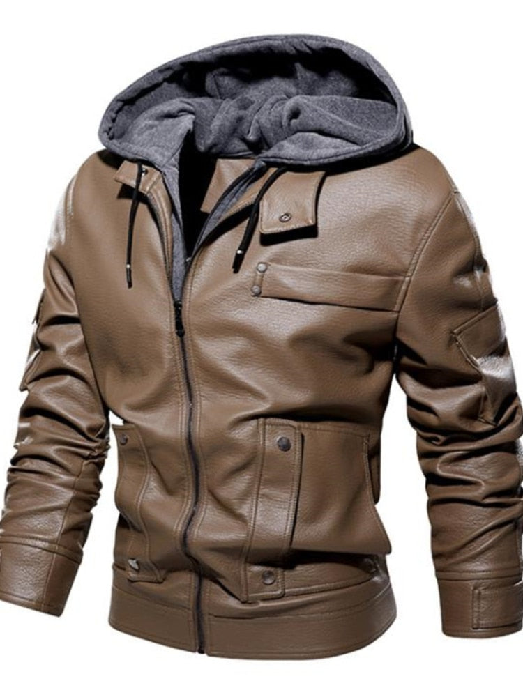 2023 Mens Leather Jackets New spring Casual Motorcycle PU Jacket Biker Fleece warm Coats Windbreaker Leather Jacket