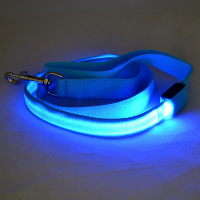 Luminous LED Pet Leads USB Rechargeable Nylon Fabric Collar Ring With Luminous Pet Dog Leash Outdoor Night Walking Dog Supplies