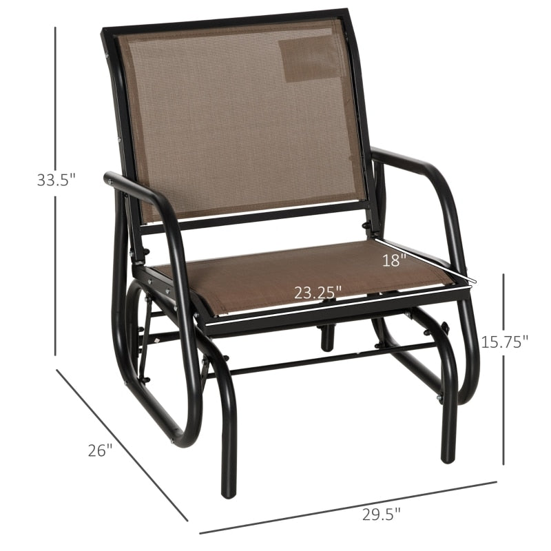 Brown Outdoor Glider with Breathable Mesh Fabric,