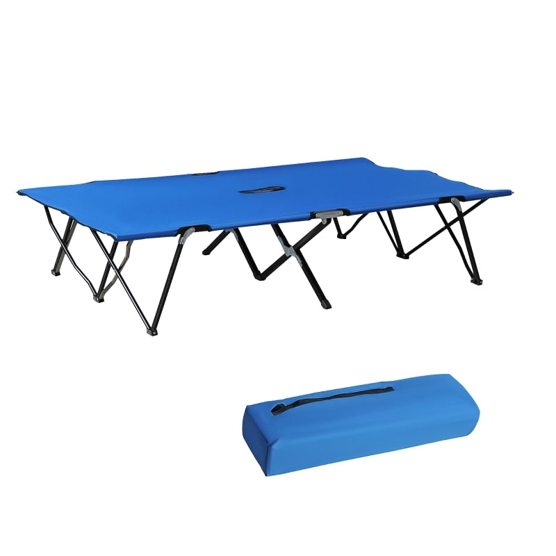 2 Person Folding Camping Cot for Adults, 50" Extra Wide Outdoor Portable Sleeping Co