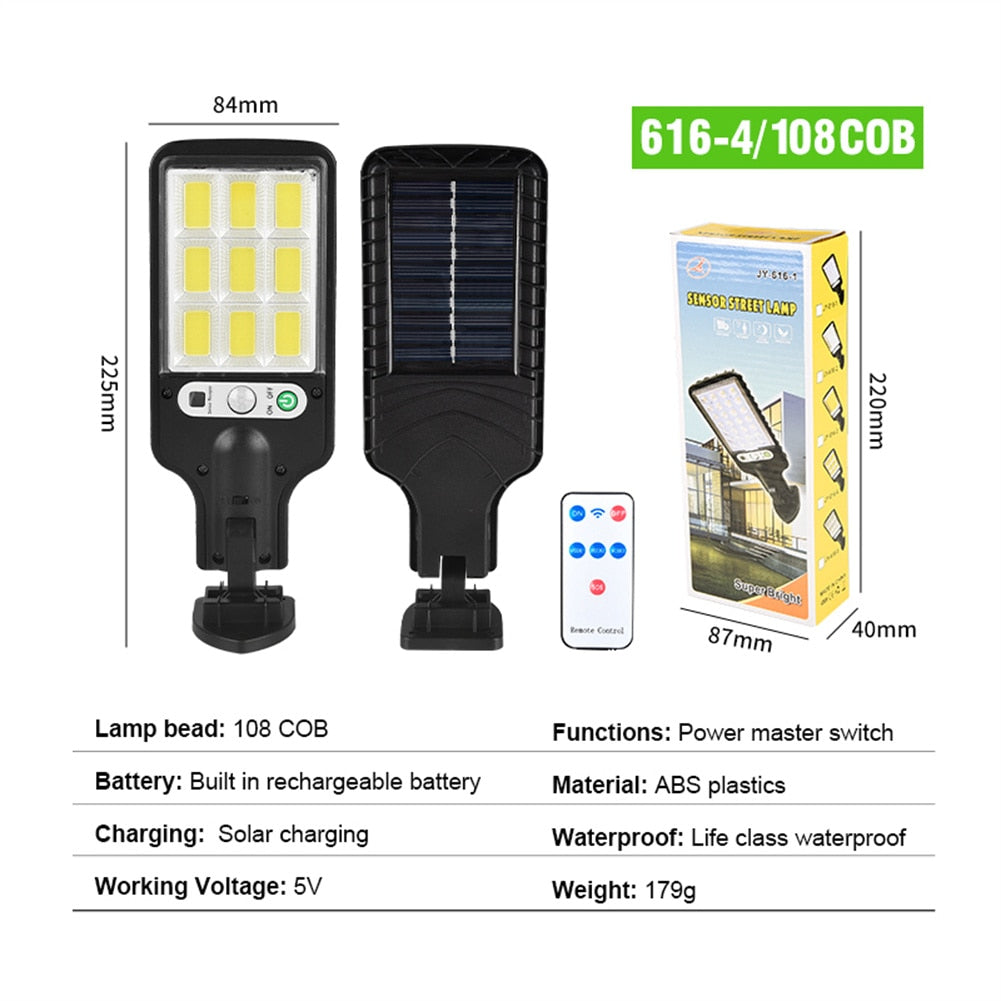 LED Solar Powered Light Outdoor Motion Sensor Sunlight Waterproof Wall Emergency Street Security Lamp For Garden Patio Path Yard