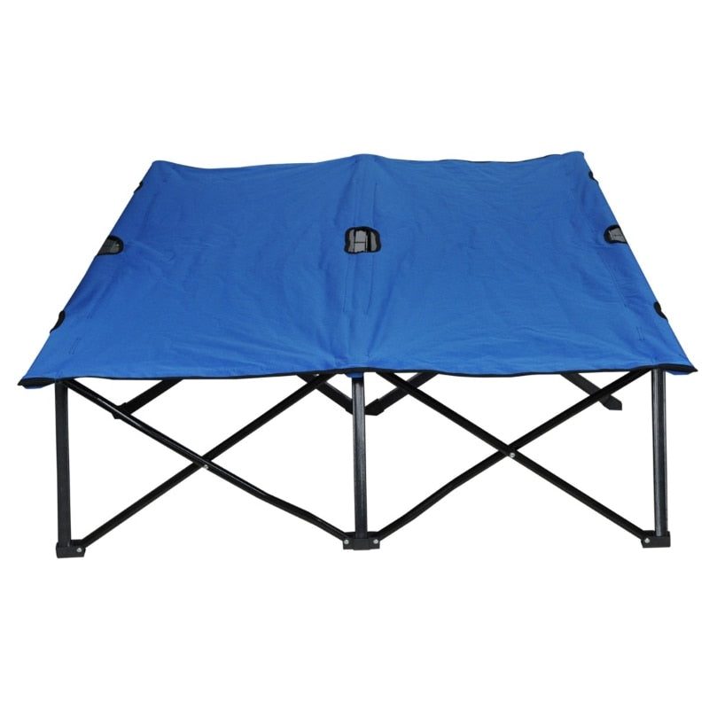 2 Person Folding Camping Cot for Adults, 50" Extra Wide Outdoor Portable Sleeping Co