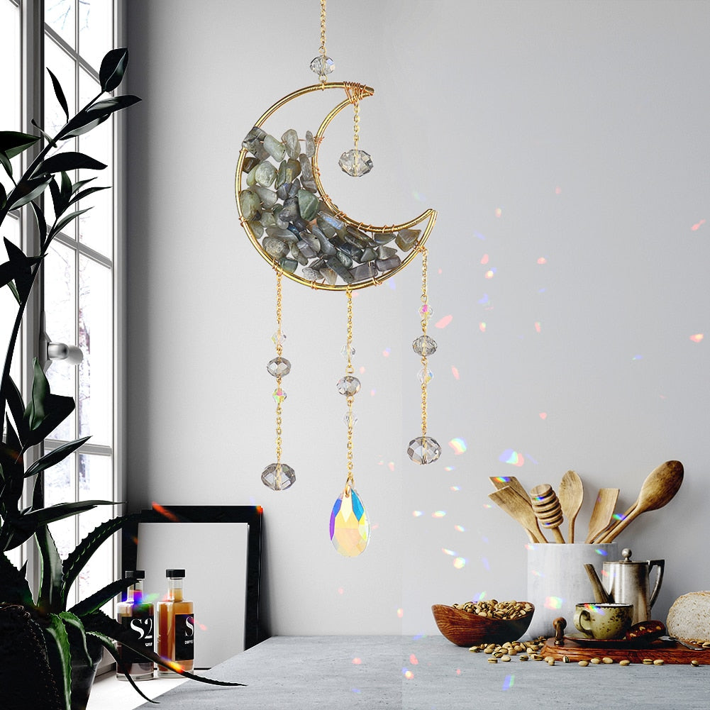 Metal Moon Crystal Light Collection Pendant