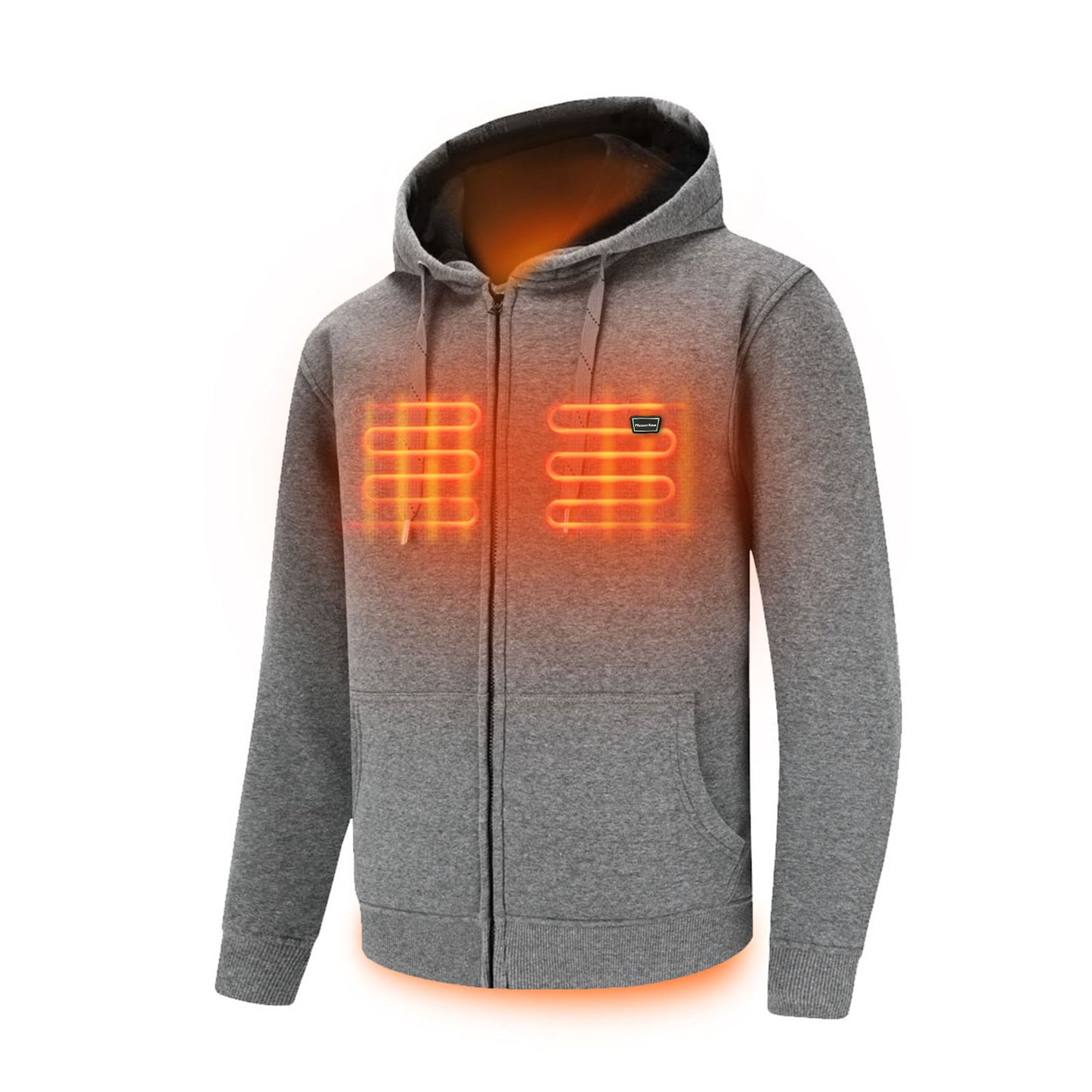 Men's clothing Heated Hoodies with Battery Hooded  Full Zip Up Fleece Sweatshirts Zip Hoodie Gray