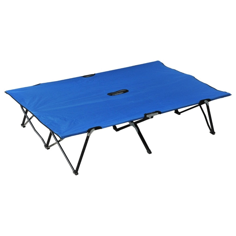 2 Person Folding Camping Cot for Adults, 50" Extra Wide Outdoor Portable Sleeping Co