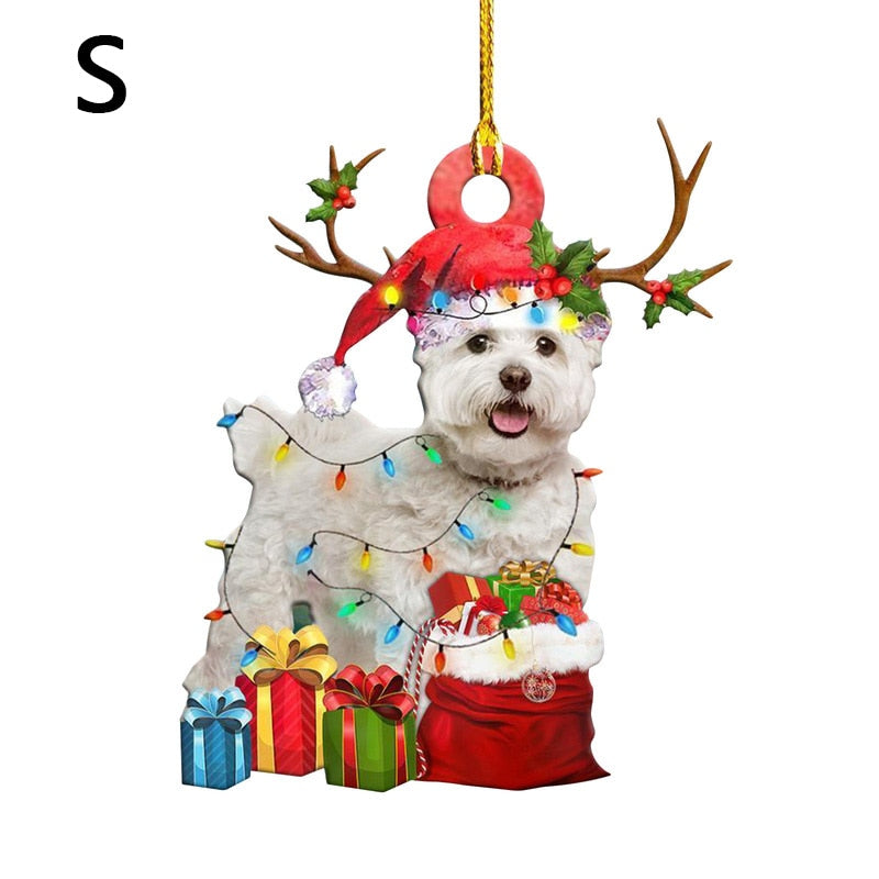 Christmas Resin Dog Ornament Tree Hanging Pendant