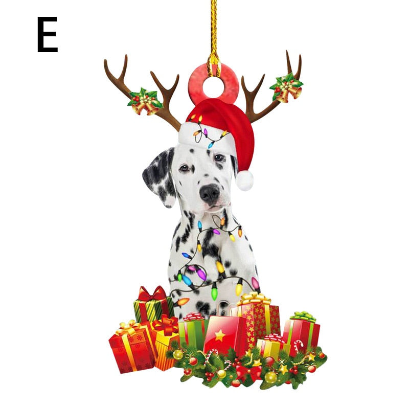 Christmas Resin Dog Ornament Tree Hanging Pendant