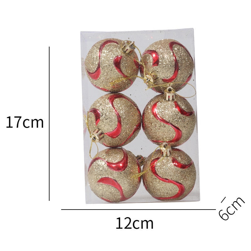 6pcs 6cm Painted Christmas Ball Christmas Tree Ornament