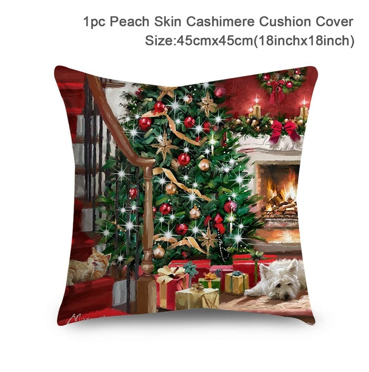 Christmas Elk Tree Cushion Cover Merry Christmas Decorations For Home 2023