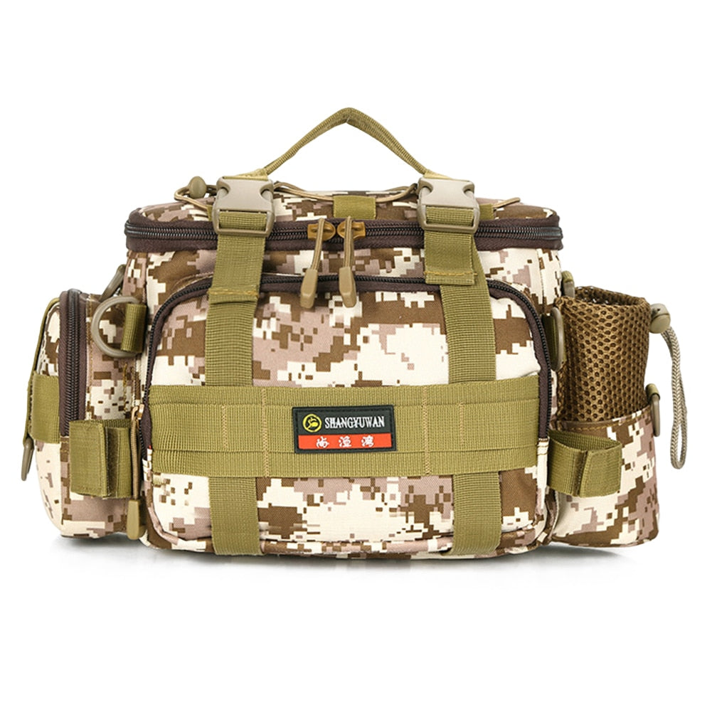 Nylon Fishing Crossbody Bag High-Capacity Camouflage Color Fishing Shoulder Bag