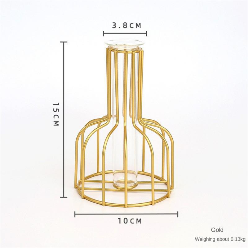 Transparent Glass Vase  Home Creativity Simple Metal Vases