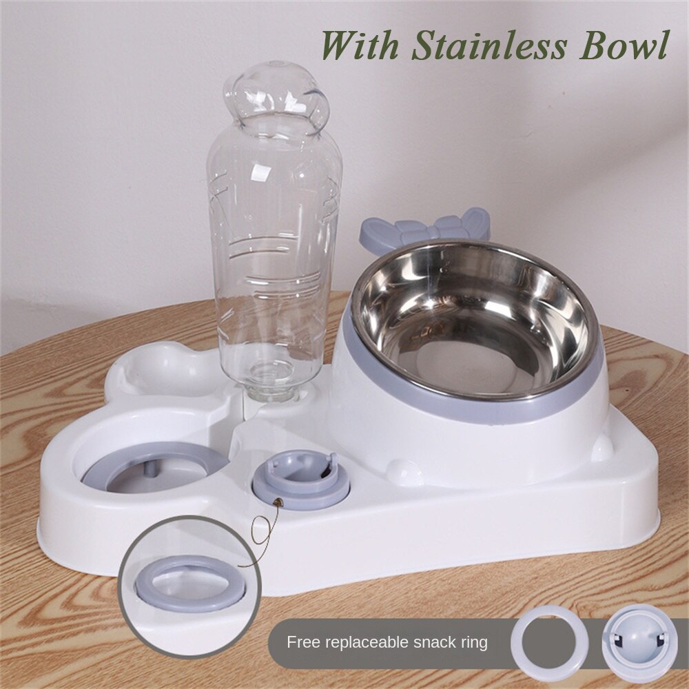 Automatic Pet Bowl   Food Water Feeder 4In1 Dispenser With Neck Protection