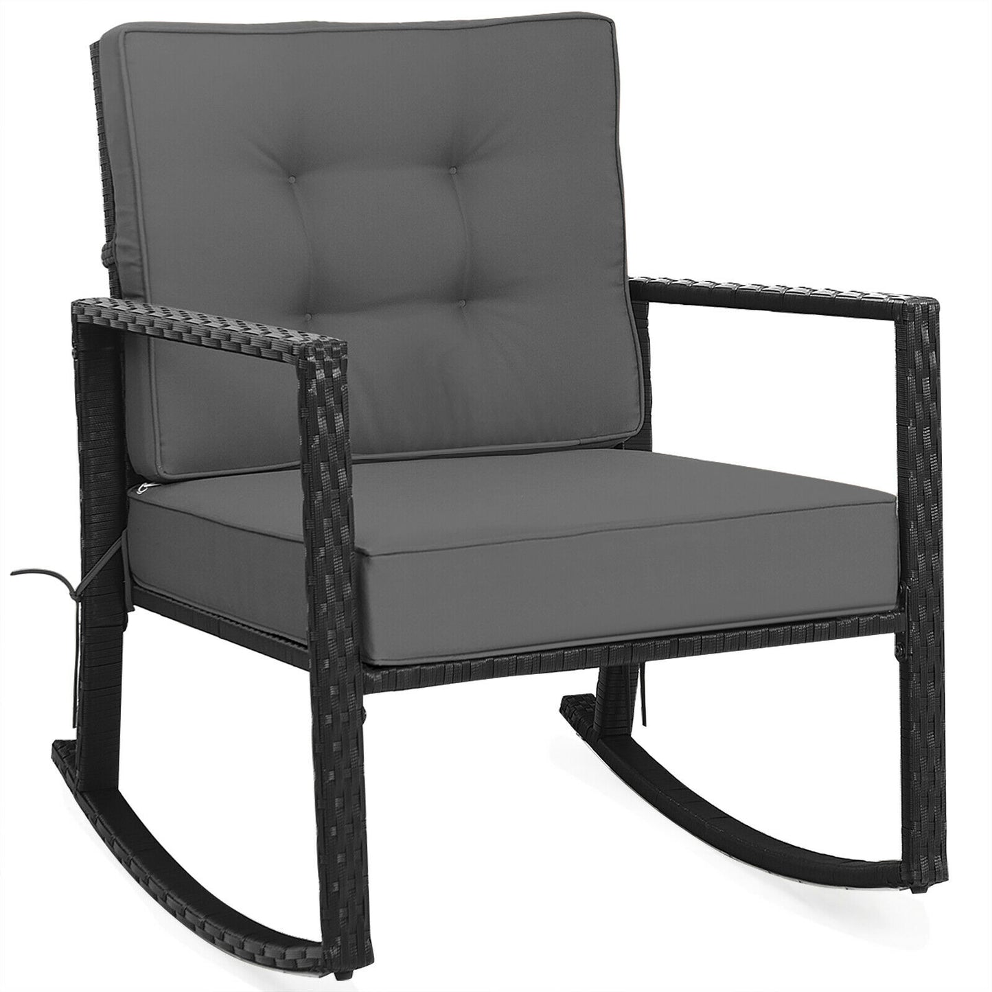 Costway Patio Rattan Rocker Chair Outdoor Glider Wicker Rocking Chair